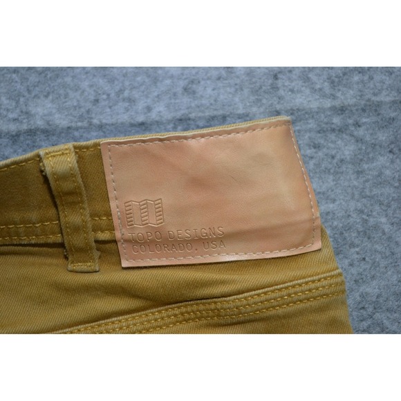 Topo Designs Jeans Mens 32x31 Brown Organic Stretch Denim Slim Tapered Pants - Picture 8 of 16